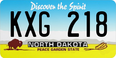 ND license plate KXG218