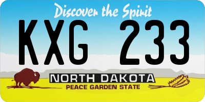 ND license plate KXG233