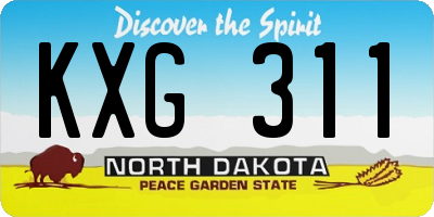 ND license plate KXG311