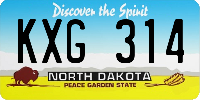 ND license plate KXG314