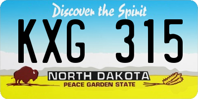 ND license plate KXG315