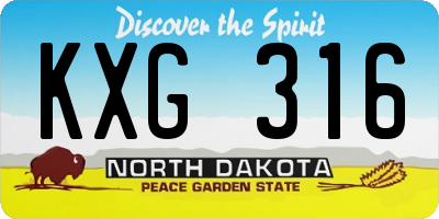 ND license plate KXG316