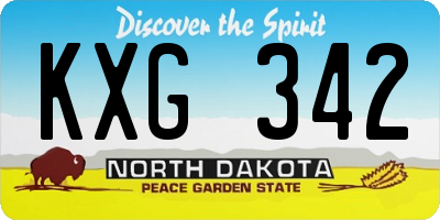 ND license plate KXG342