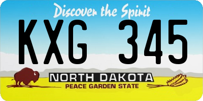 ND license plate KXG345