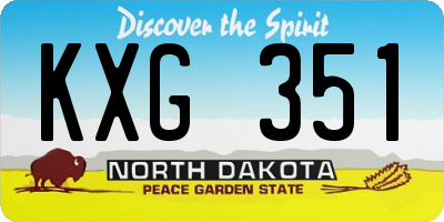 ND license plate KXG351