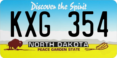 ND license plate KXG354