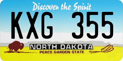 ND license plate KXG355