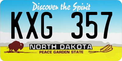 ND license plate KXG357