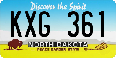 ND license plate KXG361