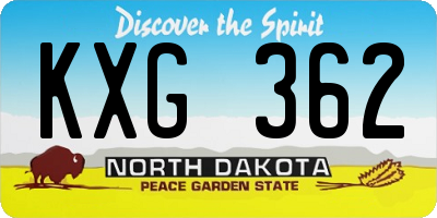 ND license plate KXG362