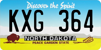 ND license plate KXG364