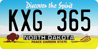 ND license plate KXG365