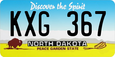 ND license plate KXG367