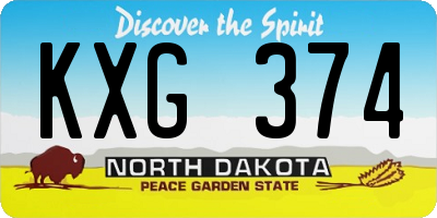 ND license plate KXG374