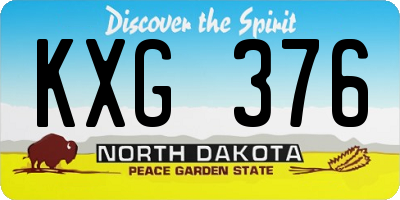 ND license plate KXG376