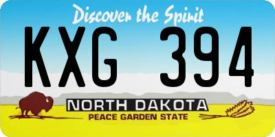 ND license plate KXG394