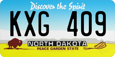 ND license plate KXG409
