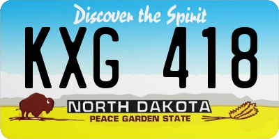 ND license plate KXG418