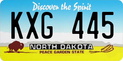 ND license plate KXG445