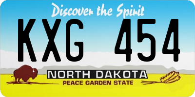 ND license plate KXG454