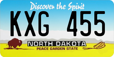 ND license plate KXG455