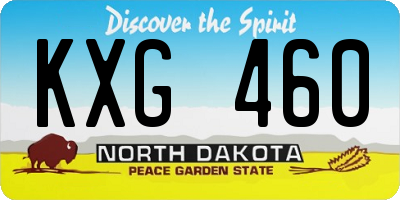 ND license plate KXG460