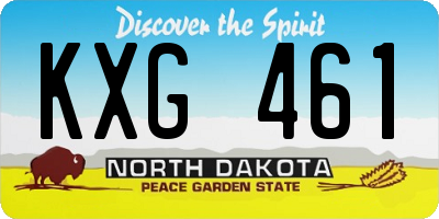 ND license plate KXG461
