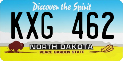 ND license plate KXG462