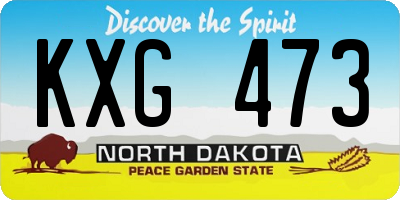 ND license plate KXG473