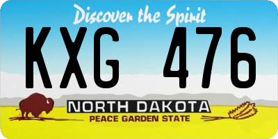ND license plate KXG476