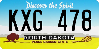 ND license plate KXG478