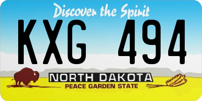 ND license plate KXG494