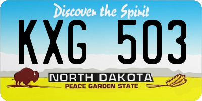 ND license plate KXG503