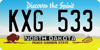 ND license plate KXG533