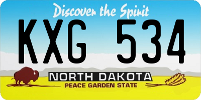 ND license plate KXG534