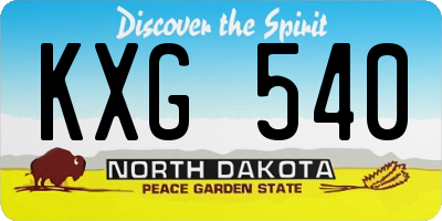 ND license plate KXG540
