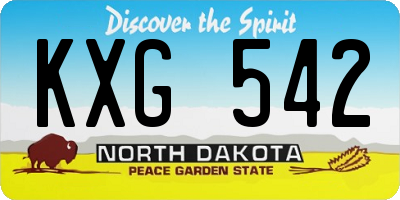 ND license plate KXG542