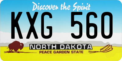 ND license plate KXG560
