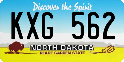 ND license plate KXG562