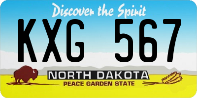 ND license plate KXG567