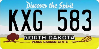 ND license plate KXG583