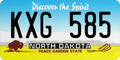 ND license plate KXG585