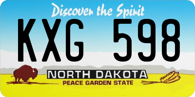 ND license plate KXG598