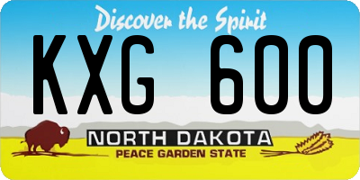 ND license plate KXG600