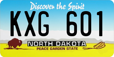 ND license plate KXG601