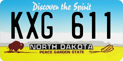 ND license plate KXG611
