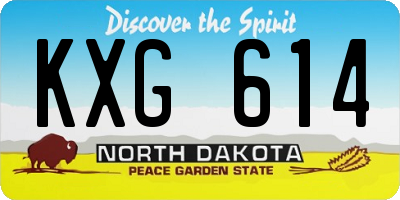 ND license plate KXG614