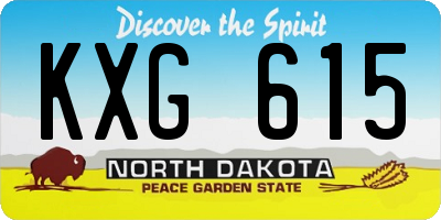ND license plate KXG615