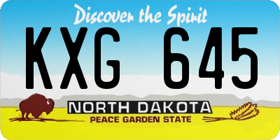 ND license plate KXG645