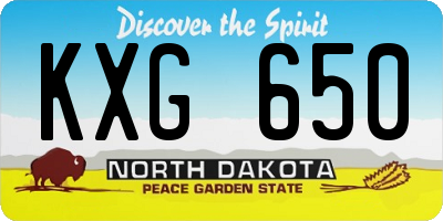 ND license plate KXG650